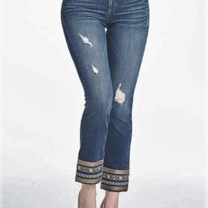 Sneak Peek Embellished Hem Cropped Jeans